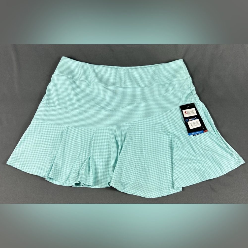 Ibkul Womens Golf Skort Flounce Mini Check XL Blue Nylon